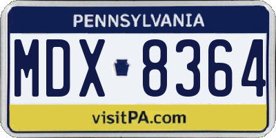 PA license plate MDX8364