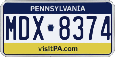 PA license plate MDX8374