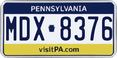 PA license plate MDX8376