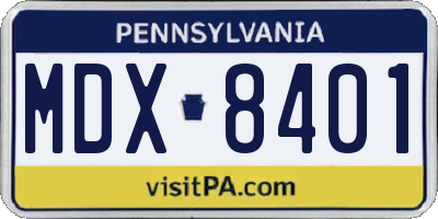 PA license plate MDX8401