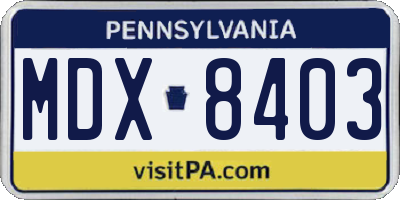 PA license plate MDX8403