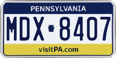PA license plate MDX8407