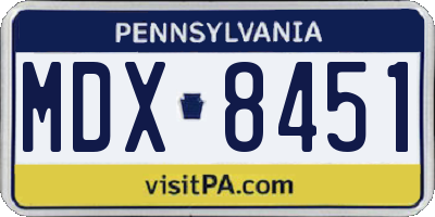 PA license plate MDX8451