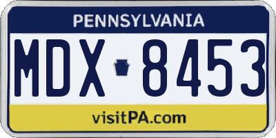 PA license plate MDX8453