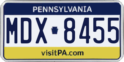 PA license plate MDX8455