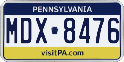 PA license plate MDX8476