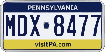 PA license plate MDX8477