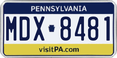PA license plate MDX8481