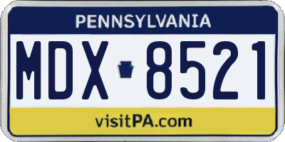 PA license plate MDX8521