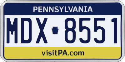 PA license plate MDX8551