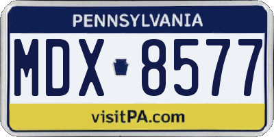 PA license plate MDX8577