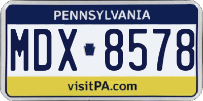 PA license plate MDX8578