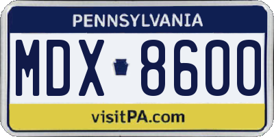 PA license plate MDX8600