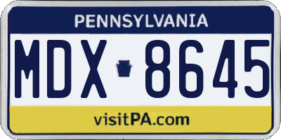PA license plate MDX8645