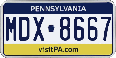 PA license plate MDX8667