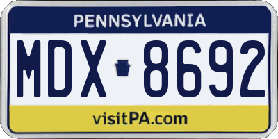 PA license plate MDX8692