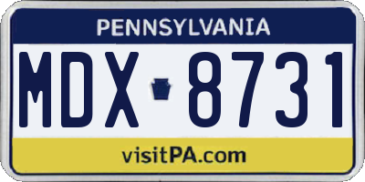 PA license plate MDX8731
