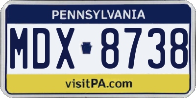 PA license plate MDX8738
