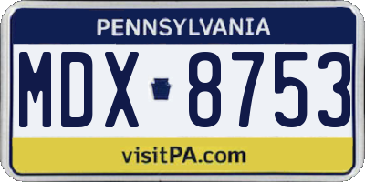 PA license plate MDX8753