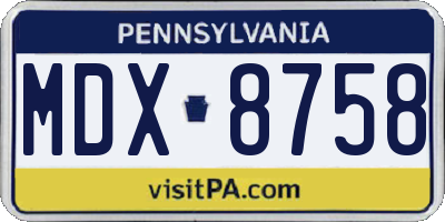 PA license plate MDX8758