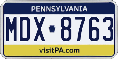 PA license plate MDX8763