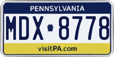 PA license plate MDX8778
