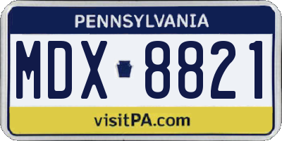 PA license plate MDX8821