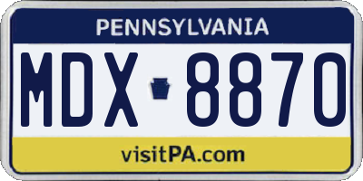 PA license plate MDX8870