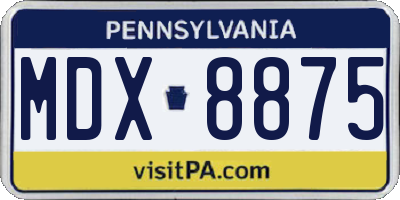 PA license plate MDX8875