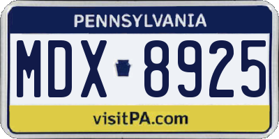 PA license plate MDX8925