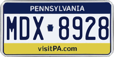 PA license plate MDX8928