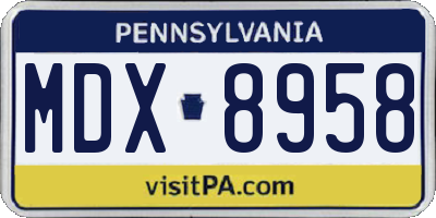 PA license plate MDX8958