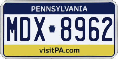PA license plate MDX8962