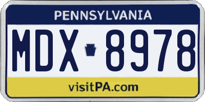 PA license plate MDX8978