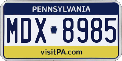PA license plate MDX8985