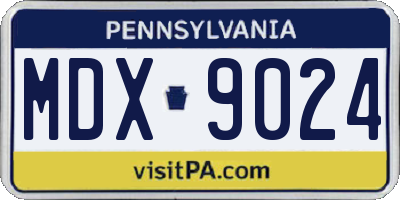 PA license plate MDX9024