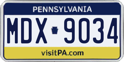 PA license plate MDX9034