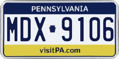 PA license plate MDX9106