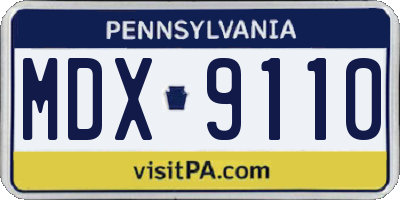 PA license plate MDX9110