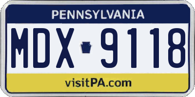 PA license plate MDX9118