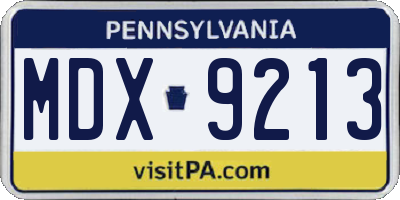 PA license plate MDX9213
