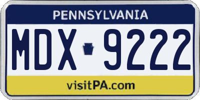 PA license plate MDX9222