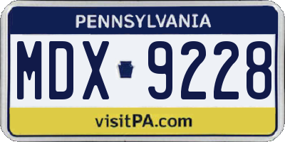 PA license plate MDX9228