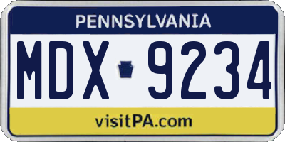 PA license plate MDX9234