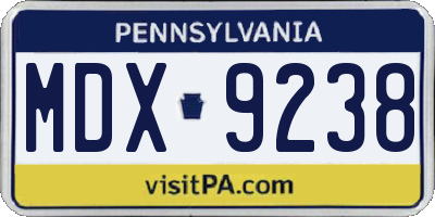 PA license plate MDX9238