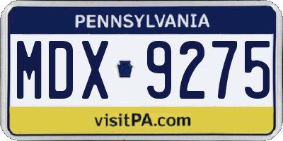 PA license plate MDX9275