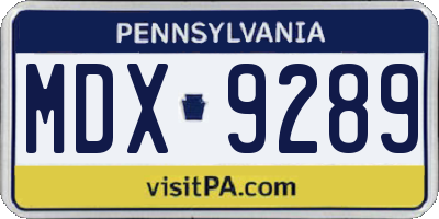 PA license plate MDX9289