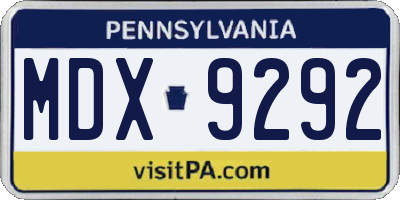 PA license plate MDX9292