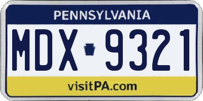 PA license plate MDX9321