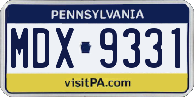 PA license plate MDX9331